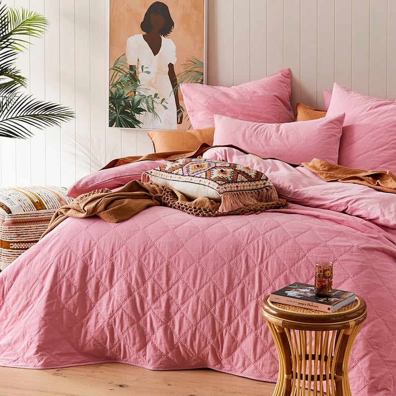 Stonewashed Cotton Fairy Floss Quilted Coverlet