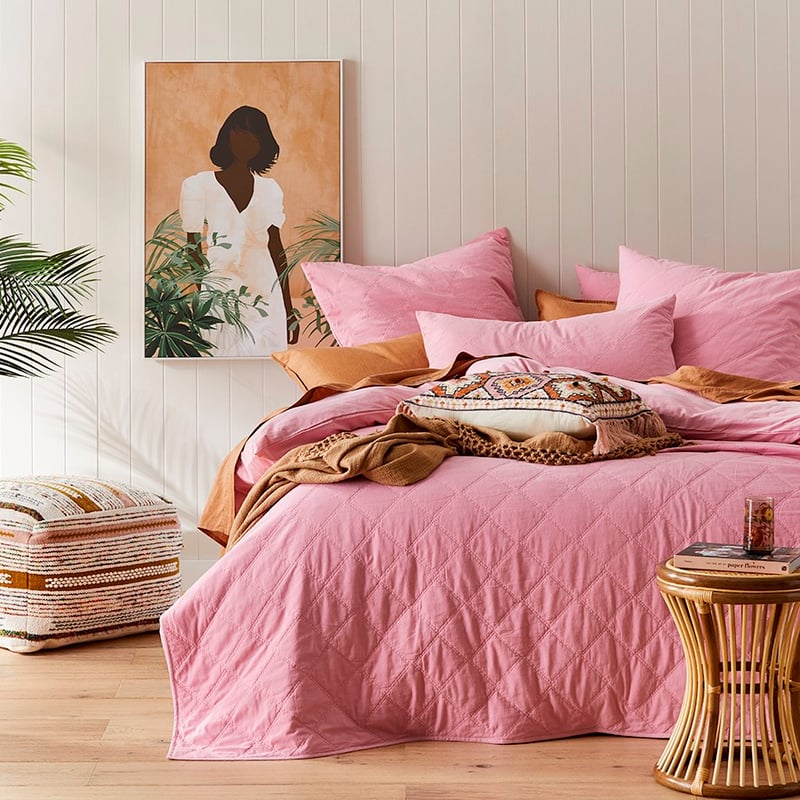 Stonewashed Cotton Fairy Floss Quilted Coverlet