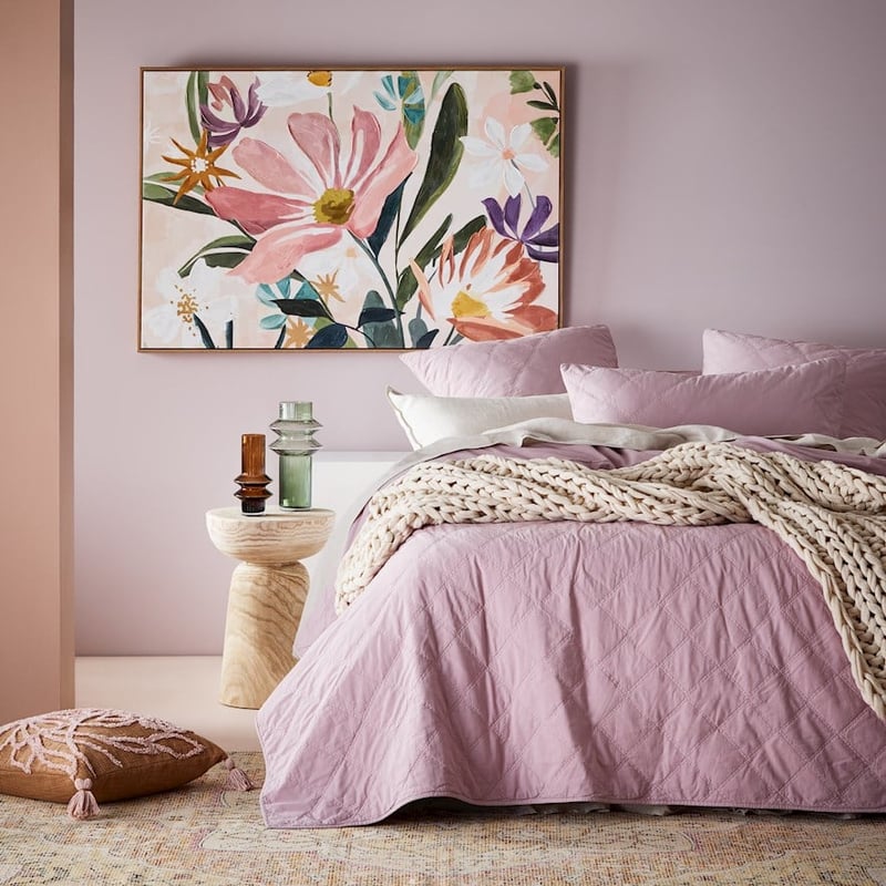 Stonewashed Cotton Lavender Quilted Coverlet