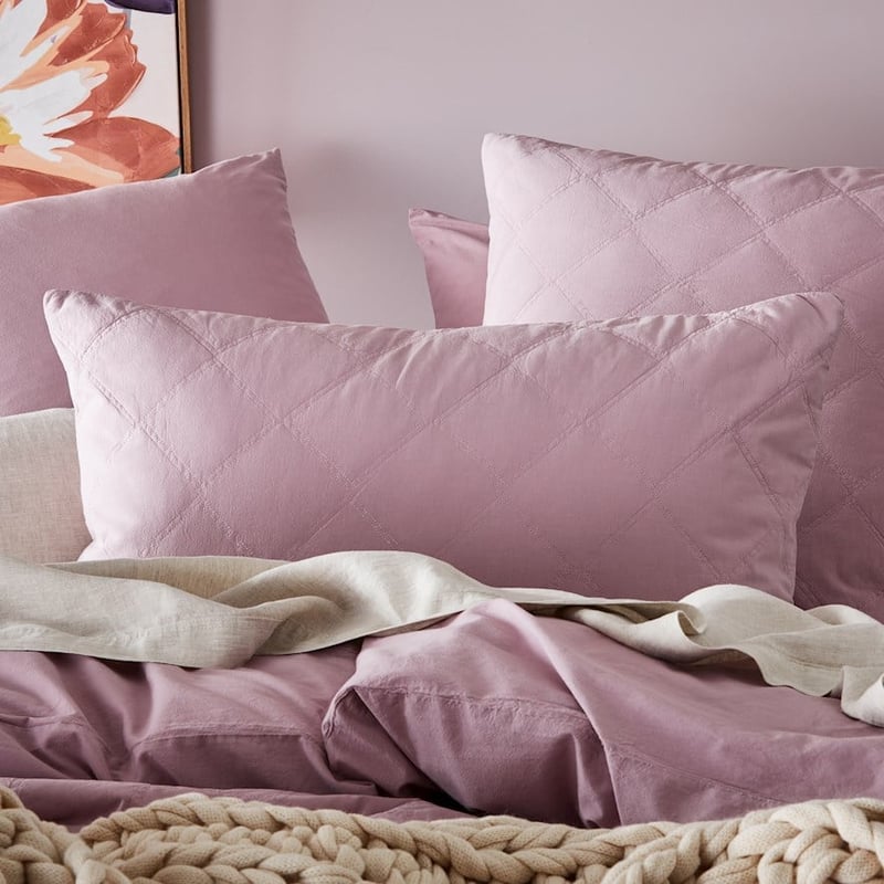 Stonewashed Cotton Lavender Quilted Coverlet
