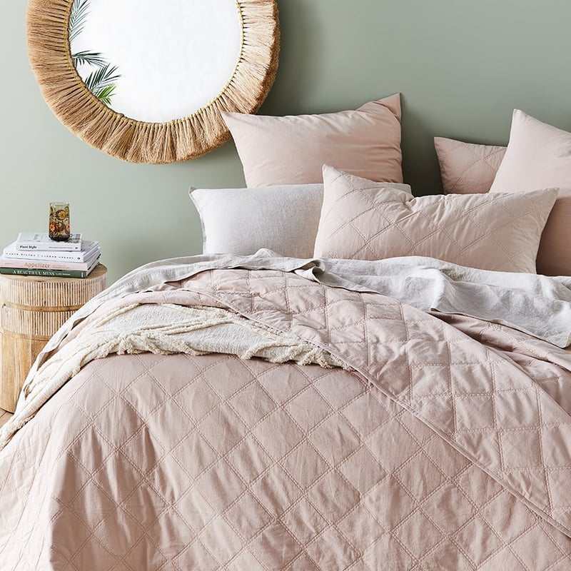 Stonewashed Cotton Nude Quilted Coverlet