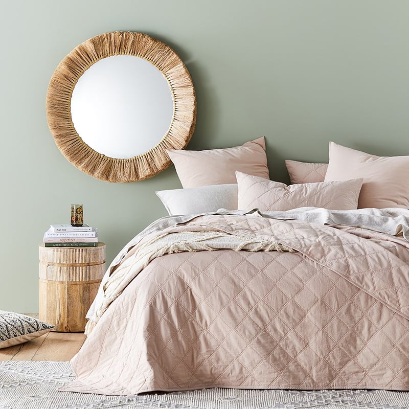 Stonewashed Cotton Nude Quilted Coverlet