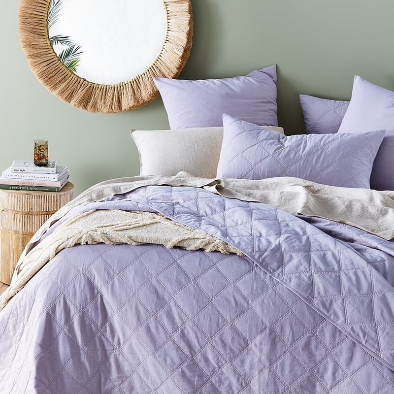Stonewashed Cotton Orchid Quilted Coverlet