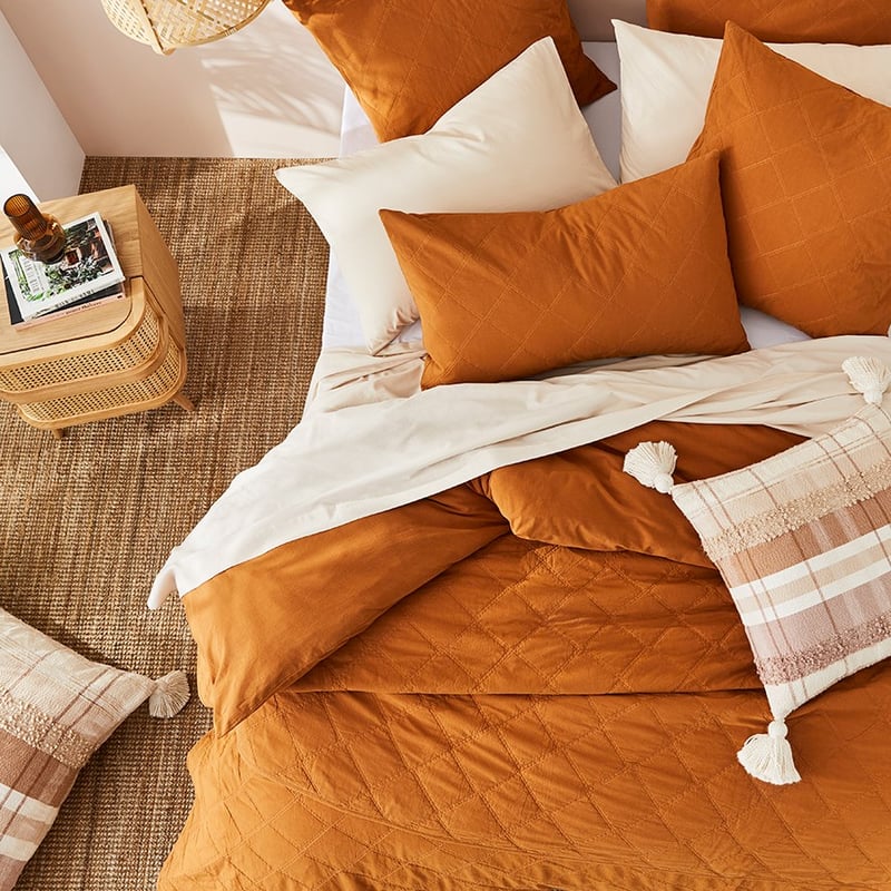 Stonewashed Cotton Topaz Quilted Coverlet 