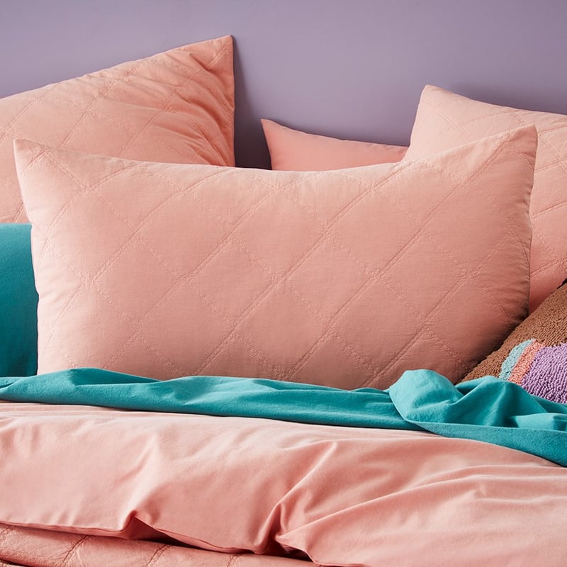 Stonewashed Cotton Salmon Quilted Coverlet