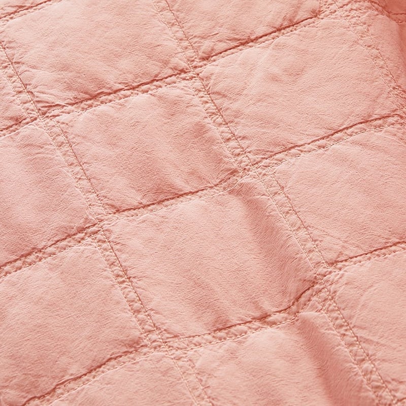 Stonewashed Cotton Salmon Quilted Coverlet