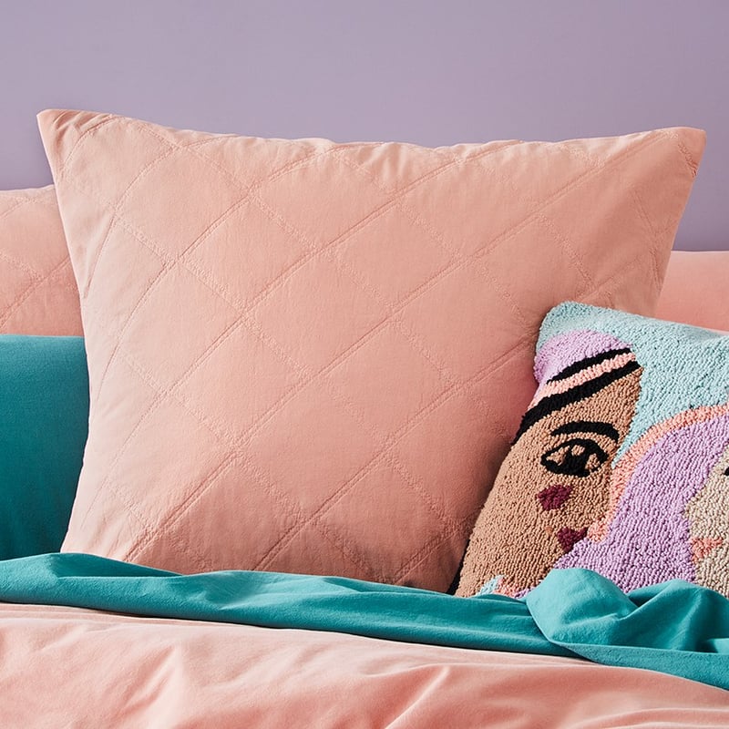 Stonewashed Cotton Salmon Quilted Coverlet