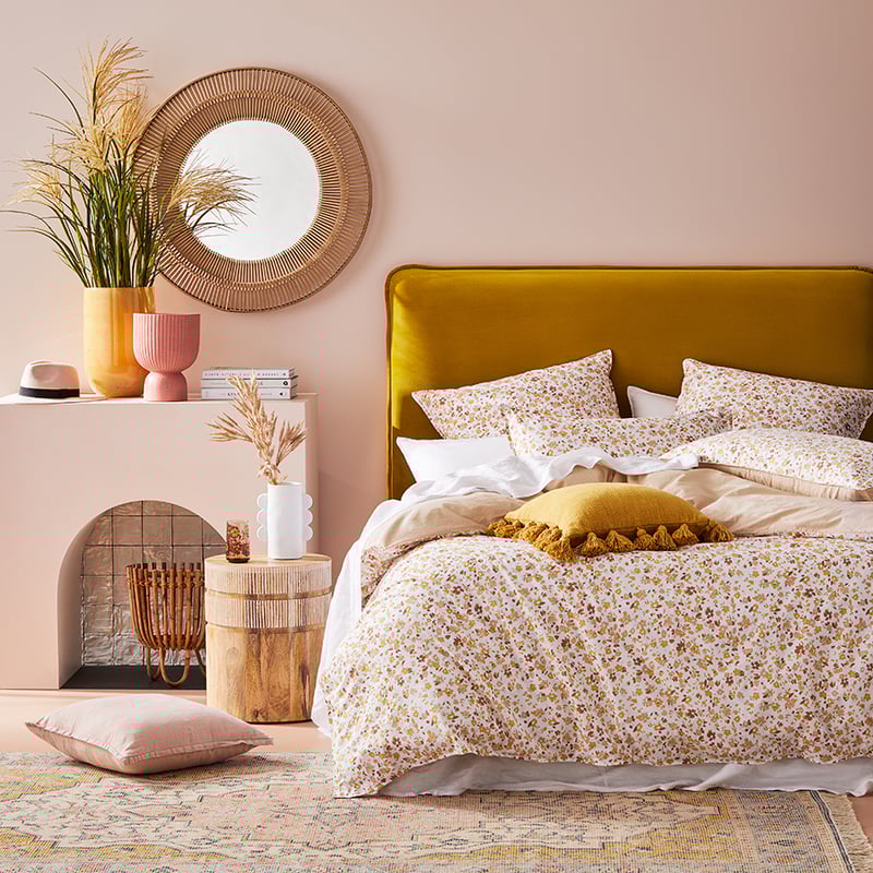 Stonewashed Printed Cotton Earthy Floral Quilt Cover