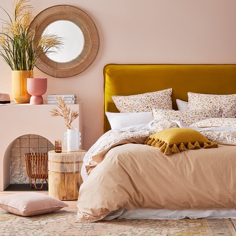 Stonewashed Printed Cotton Earthy Floral Quilt Cover