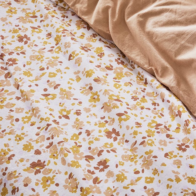 Stonewashed Printed Cotton Earthy Floral Quilt Cover