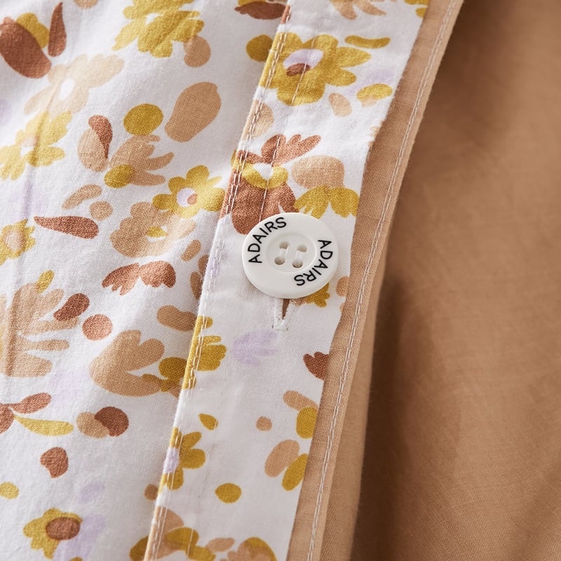 Stonewashed Printed Cotton Earthy Floral Quilt Cover