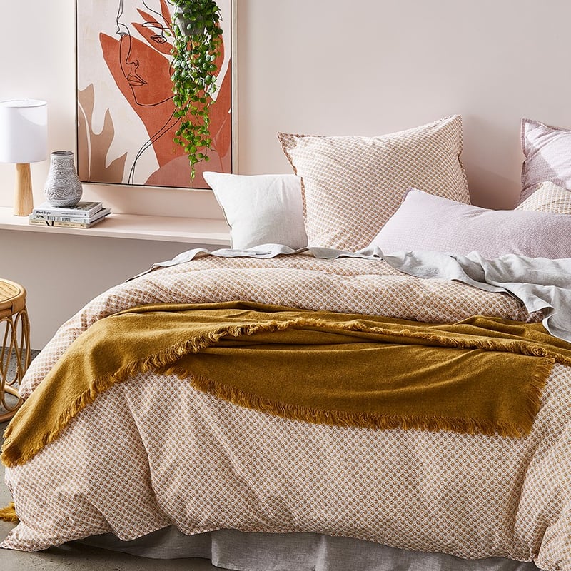 Stonewashed Printed Cotton Mustard Kasbah Quilt Cover