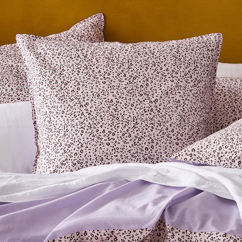 Stonewashed Printed Cotton Pink Cheetah Quilt Cover