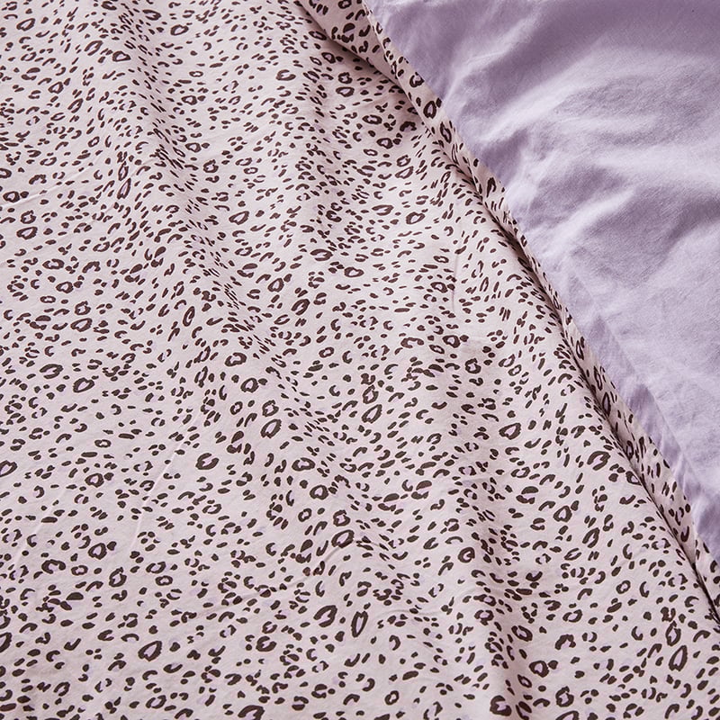 Stonewashed Printed Cotton Pink Cheetah Quilt Cover