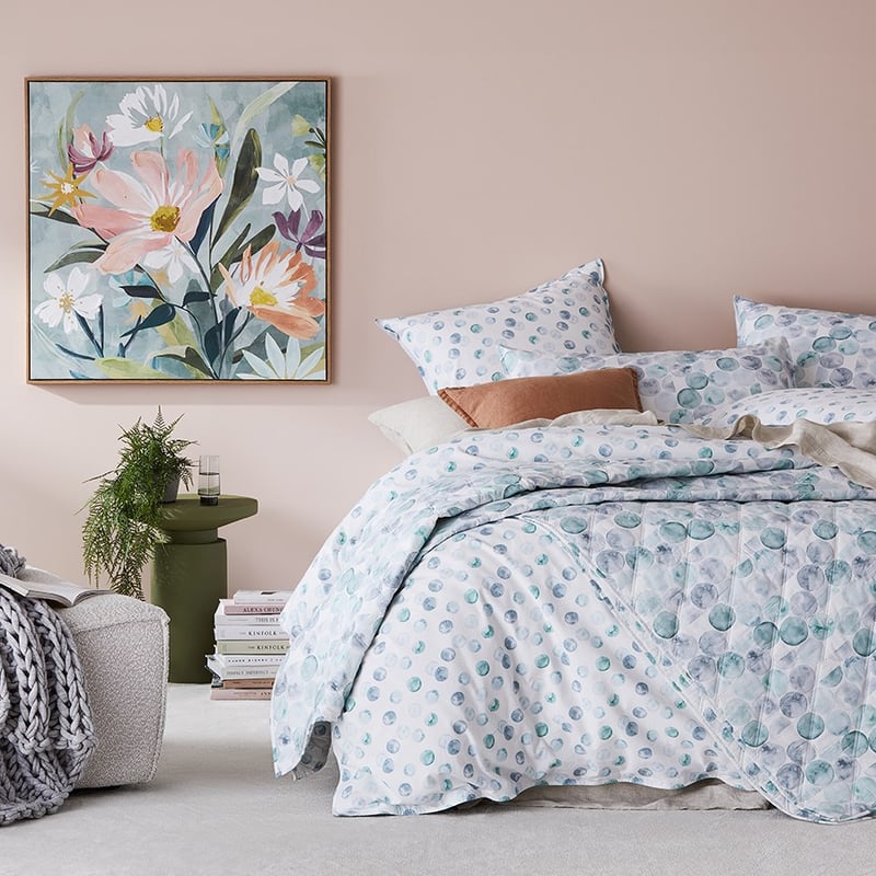 Stonewashed Cotton Printed Watercolour Spot Quilt Cover
