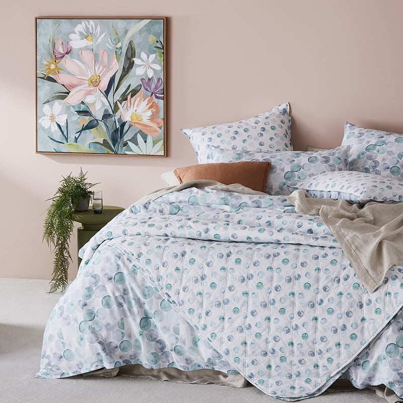 Stonewashed Cotton Printed Watercolour Spot Quilt Cover