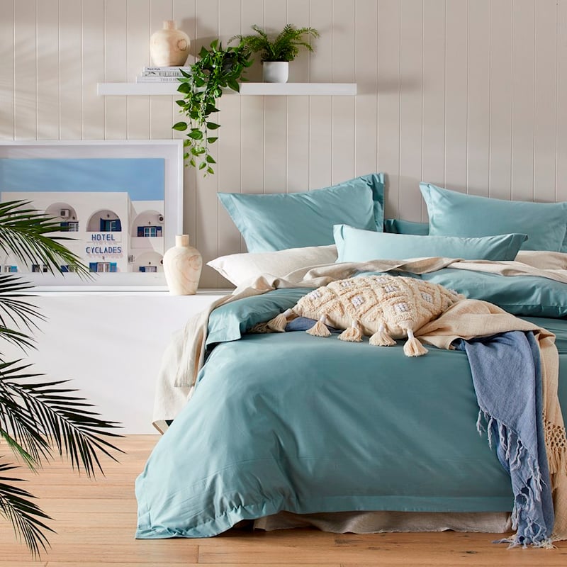 600TC Bamboo Cotton Blue Grey Quilt Cover + Pillowcases