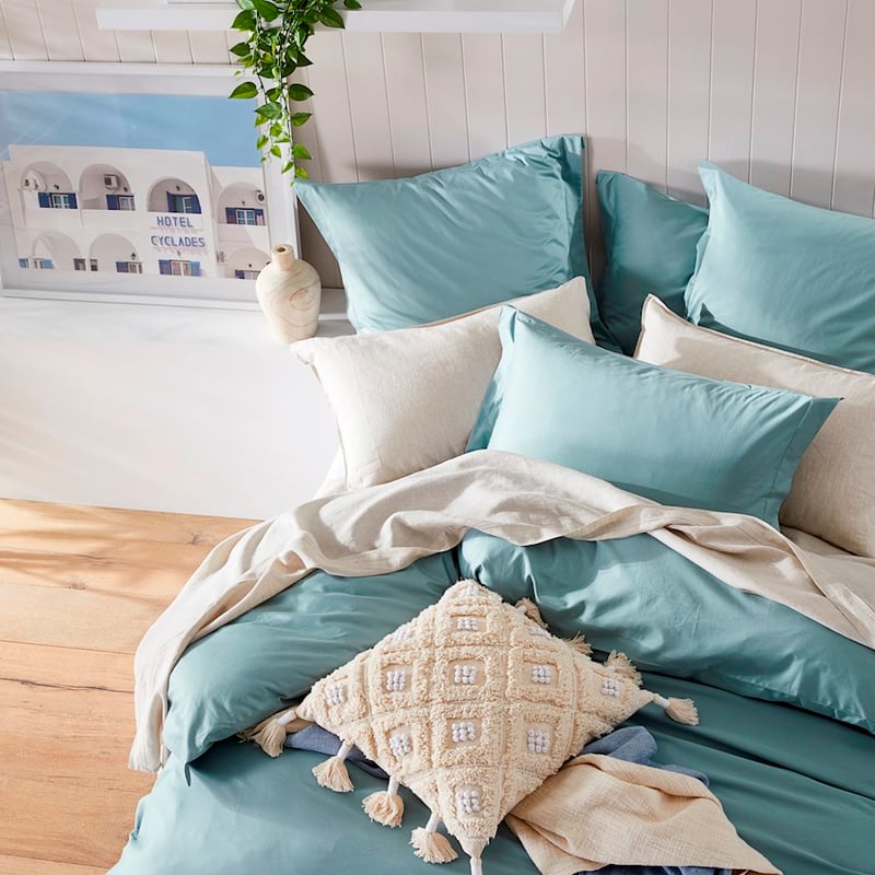 600TC Bamboo Cotton Blue Grey Quilt Cover + Pillowcases