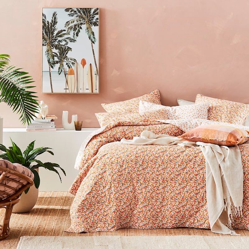 Stonewashed Cotton Printed Golden Daisy Coverlet
