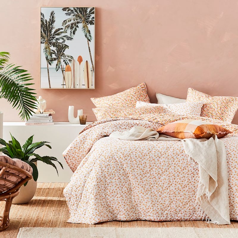 Stonewashed Cotton Printed Golden Daisy Coverlet