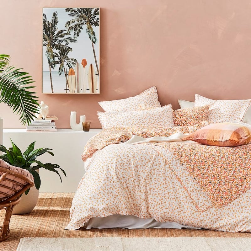 Stonewashed Cotton Printed Golden Daisy Quilt Cover 
