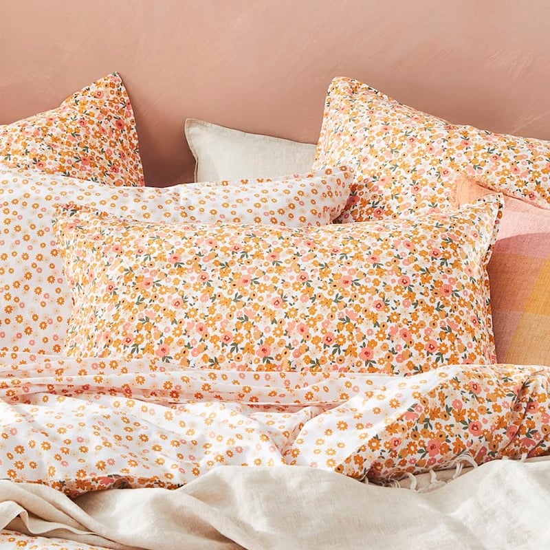 Stonewashed Cotton Printed Golden Daisy Quilt Cover 