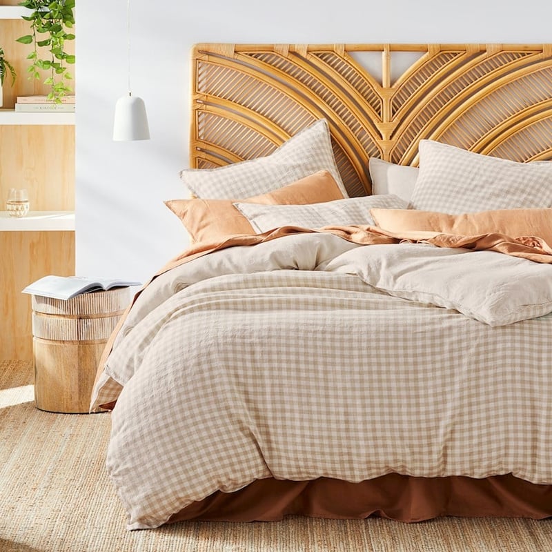 Vintage Washed Linen Linen Check Quilt Cover Separates