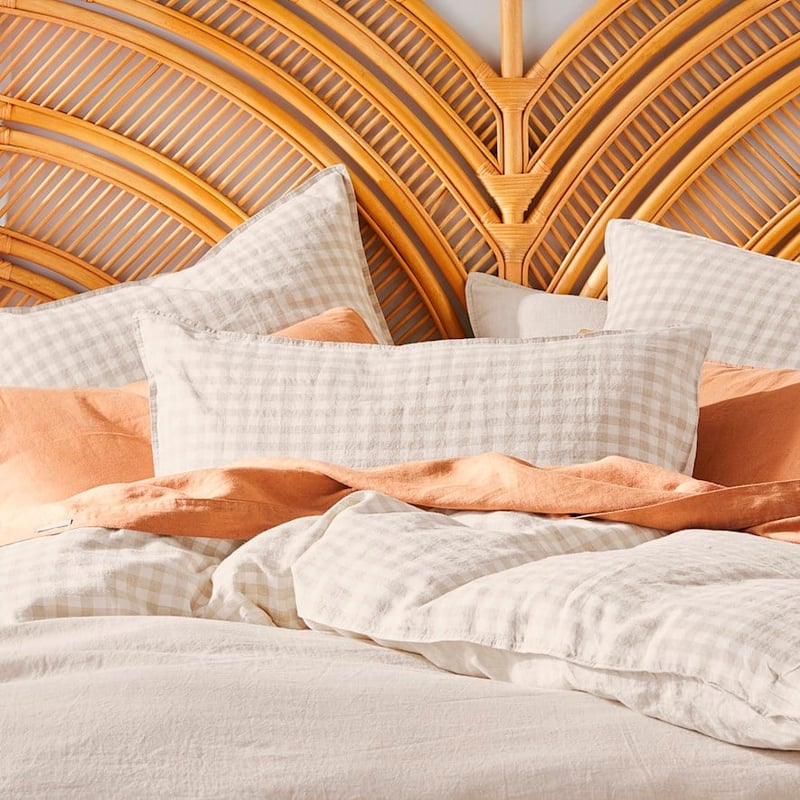 Vintage Washed Linen Linen Check Quilt Cover Separates