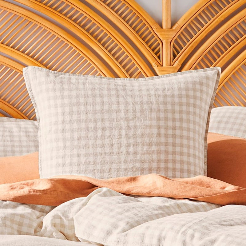 Vintage Washed Linen Linen Check Quilt Cover Separates