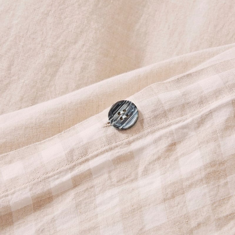 Vintage Washed Linen Linen Check Quilt Cover Separates