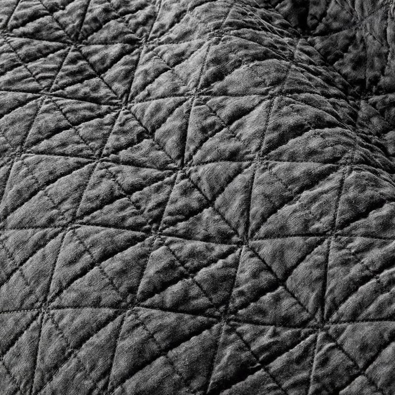 Vintage Washed Linen Onyx Quilted Quilt Cover Separates