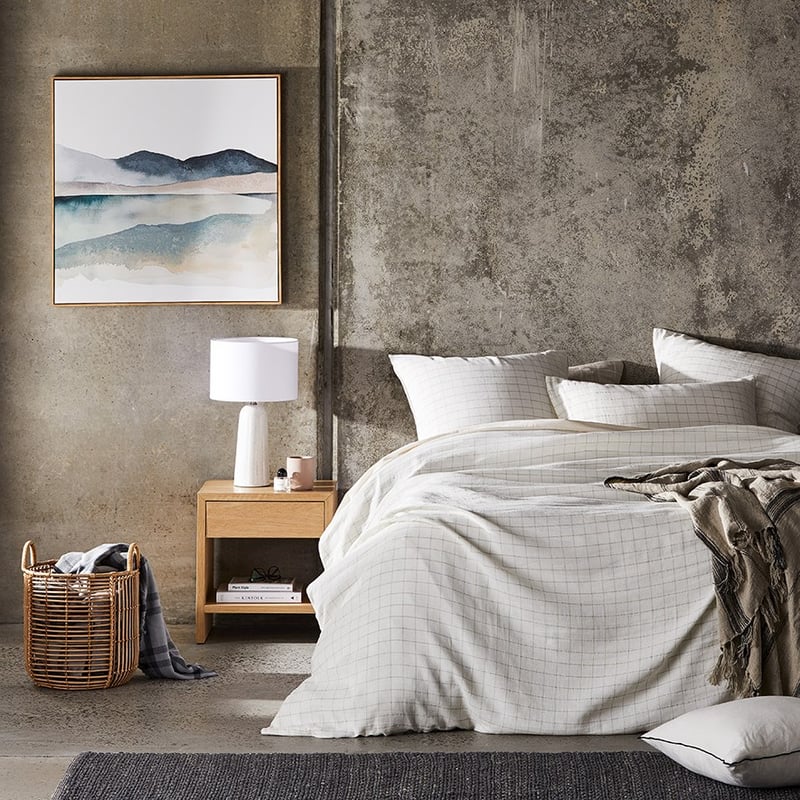 Mark Tuckey Grid Check Linen Quilt Cover