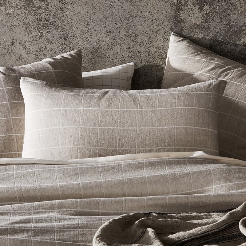 Mark Tuckey Grid Check Linen Quilt Cover