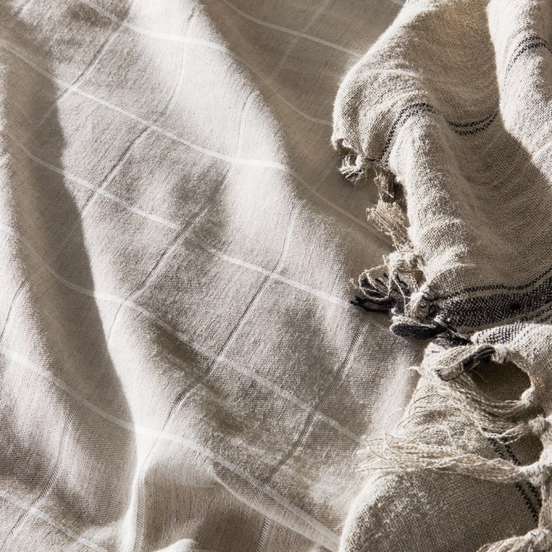 Mark Tuckey Grid Check Linen Quilt Cover