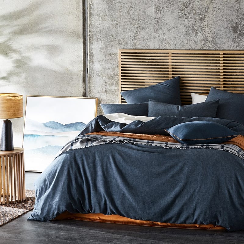 Mark Tuckey Herringbone Dark Indigo Quilt Cover