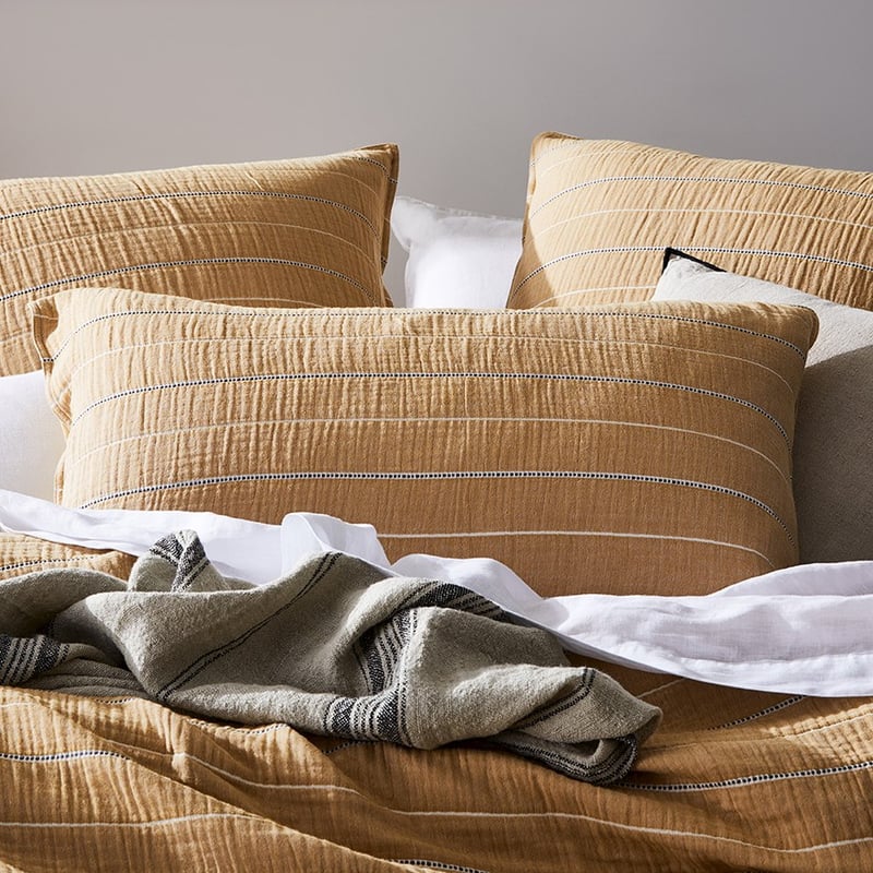 Mark Tuckey Jacquard Stripe Bedlinen Single Mustard Quilt Cover Set