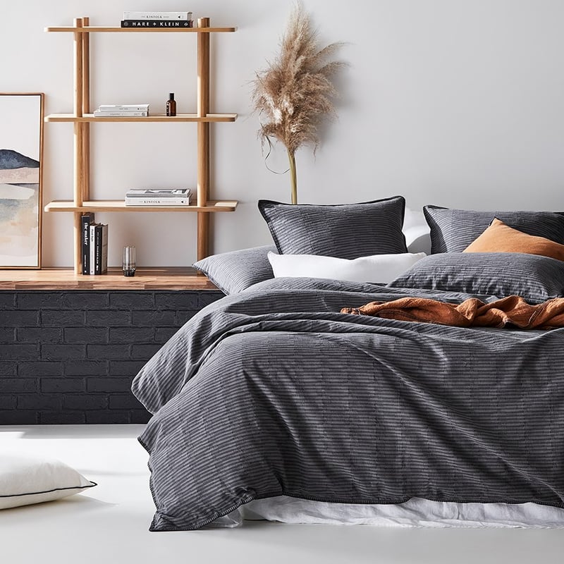 Mason Jacquard Steel Quilt Cover