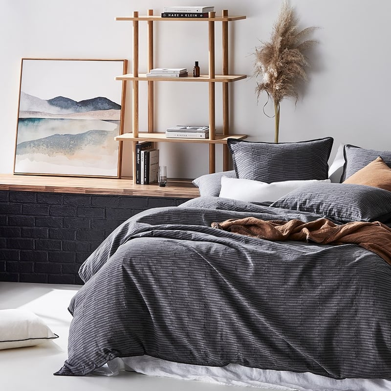 Mason Jacquard Steel Quilt Cover