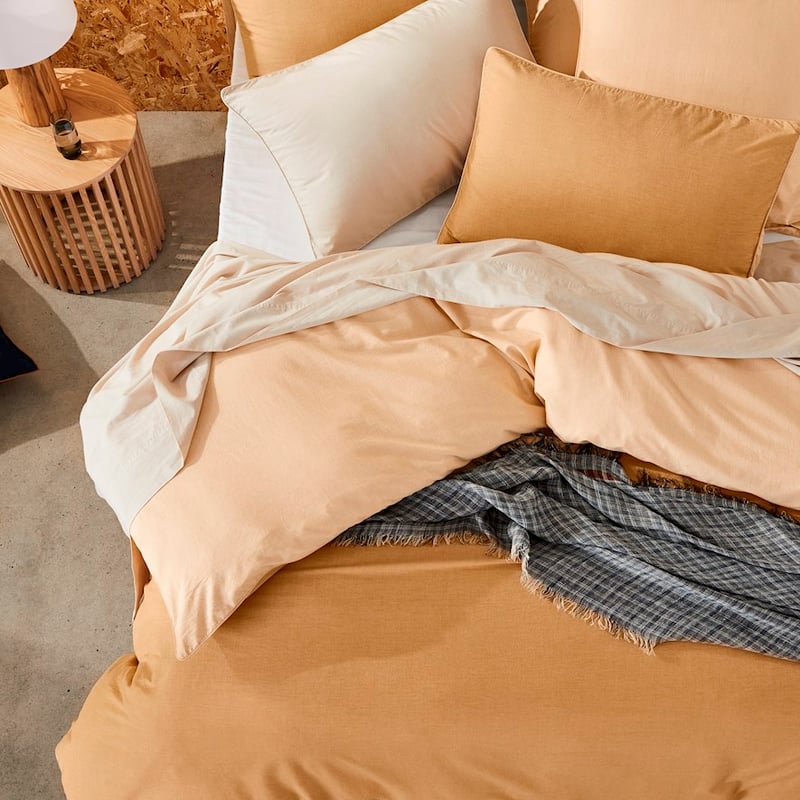 Organic Cotton Chambray Mustard Quilt Cover