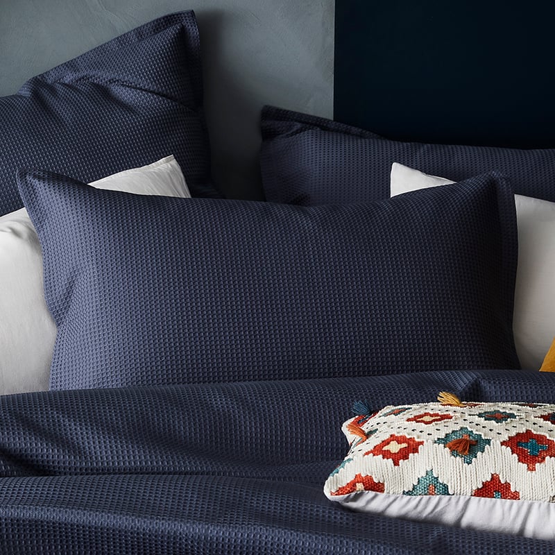 Tribeca Waffle Quilt Cover Set in Indigo
