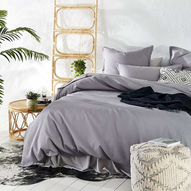 Tribeca Waffle Pewter Quilt Cover Set