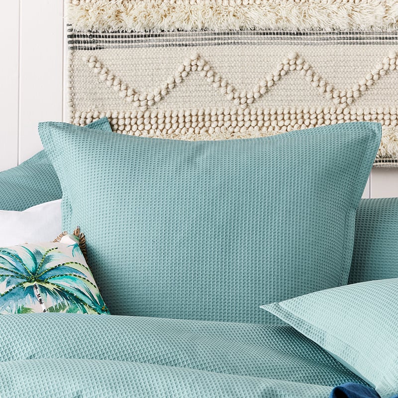 Tribeca Waffle Quilt Cover Set Pool Blue