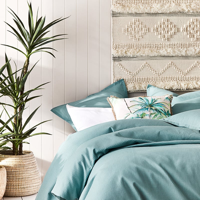 Tribeca Waffle Quilt Cover Set Pool Blue