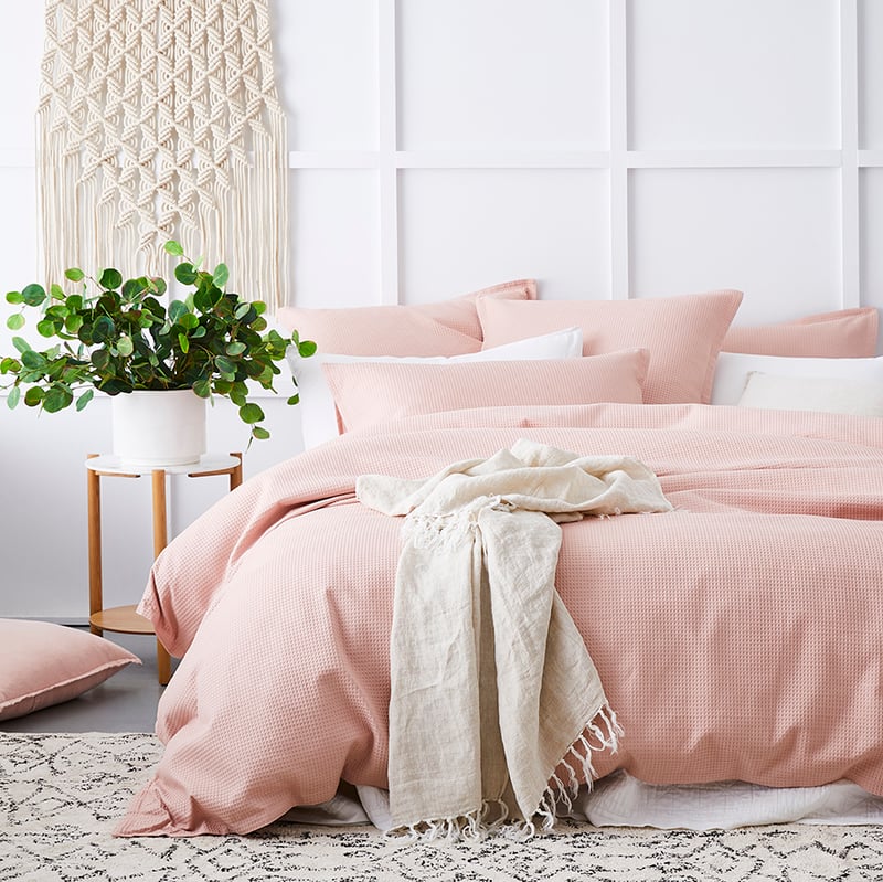 Tribeca Waffle Quilt Cover Set Rose