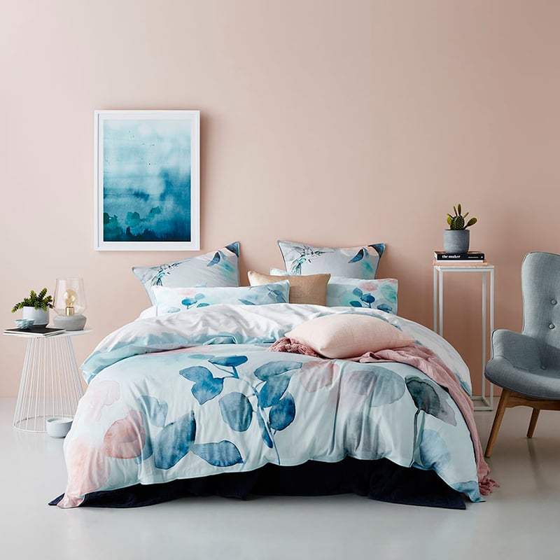 Wild Flora Bedlinen Double Silver Quilt Cover Set