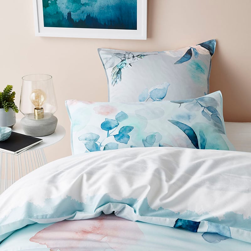 Wild Flora Bedlinen Double Silver Quilt Cover Set