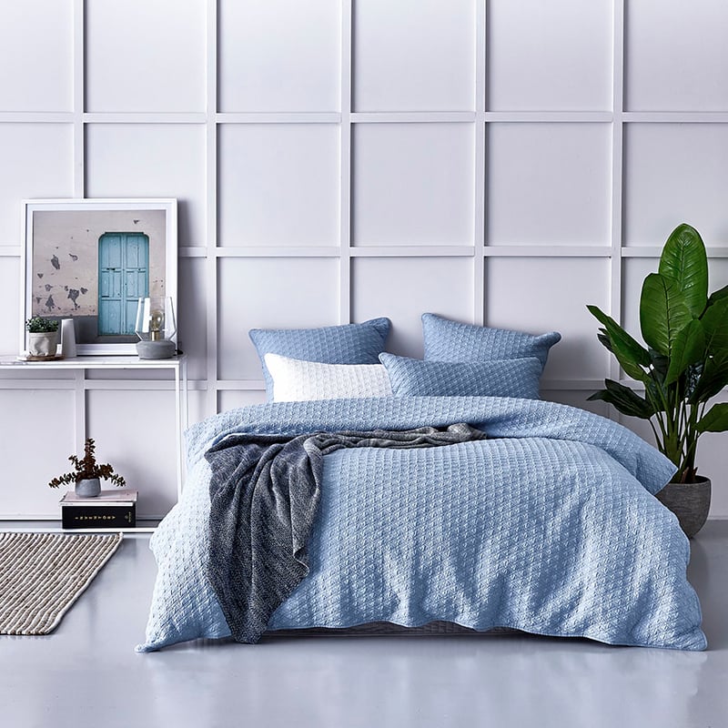 Prague Quilt Cover Blue Fog