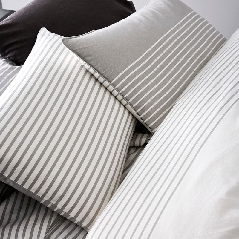 Stripe Flannelette Quilt Cover Set Grey