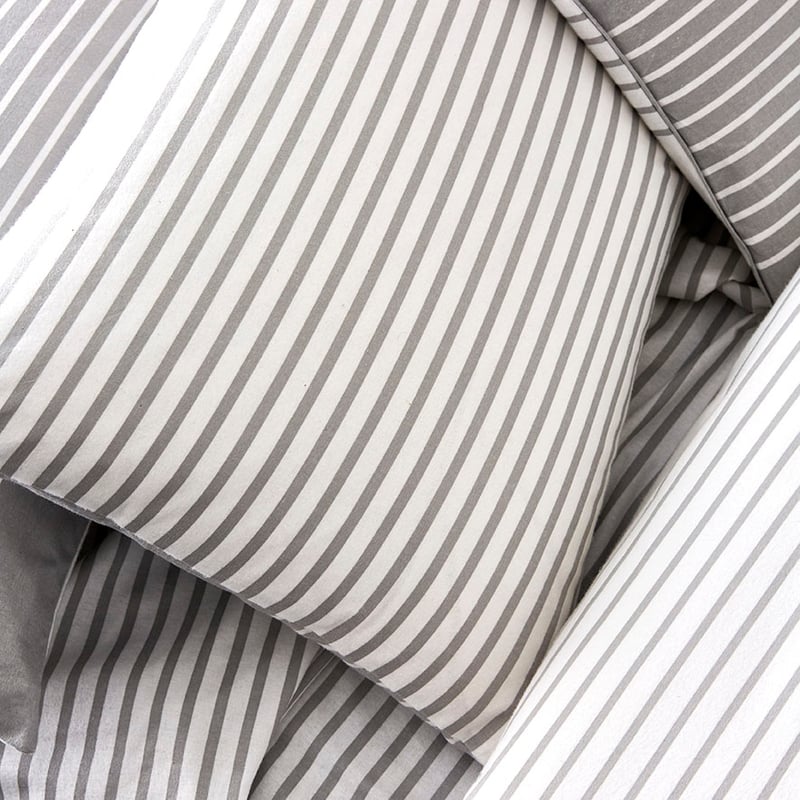 Stripe Flannelette Quilt Cover Set Grey