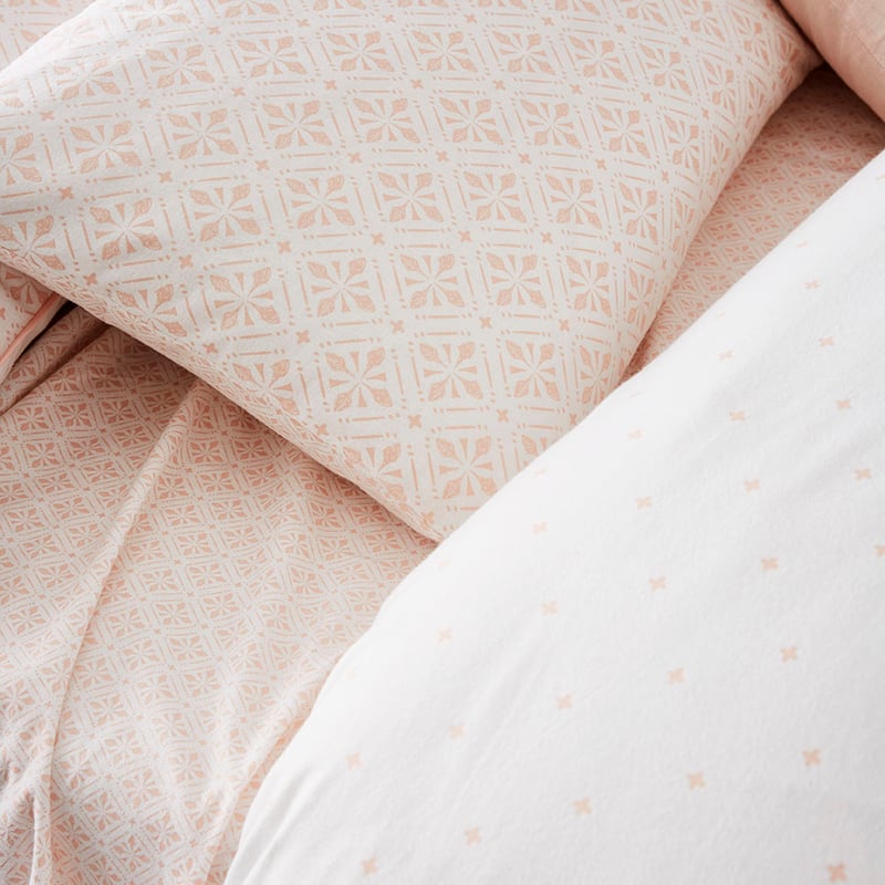 Tile Flannelette Quilt Cover Pink
